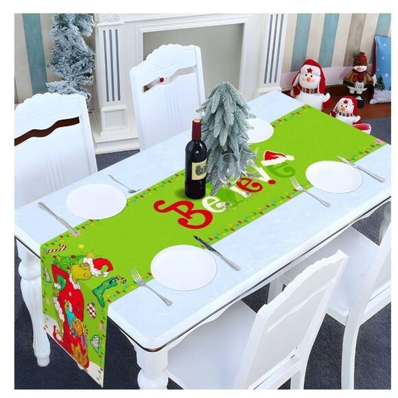 Merry Christmas Table Runner Whoville Xmas Winter Holiday Believe Theme Party - Picture 2 of 4